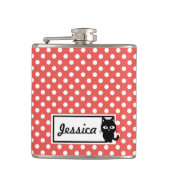 Red Polka Dot and Black Cat Personalized Heupfles (Voorkant)