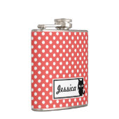 Red Polka Dot and Black Cat Personalized Heupfles (Rechts)