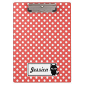 Red Polka Dot and Black Cat Personalized Klembord (Voorkant)