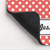 Red Polka Dot and Black Cat Personalized Muismat (Hoek)