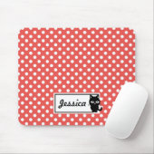 Red Polka Dot and Black Cat Personalized Muismat (Met muis)