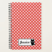 Red Polka Dot and Black Cat Personalized Planner (Voorkant)