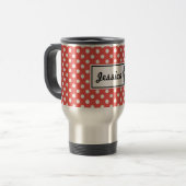 Red Polka Dot and Black Cat Personalized Reisbeker (Voorkant links)
