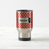 Red Polka Dot and Black Cat Personalized Reisbeker (Center)