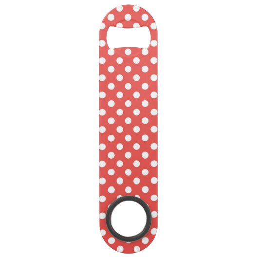 Red Polka Dot and Black Cat Personalized Speed Flessenopener (Achterkant)