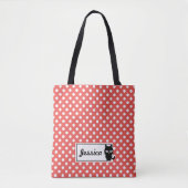 Red Polka Dot and Black Cat Personalized Tote Bag (Voorkant)