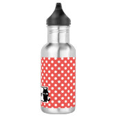 Red Polka Dot and Black Cat Personalized Waterfles (Rechts)