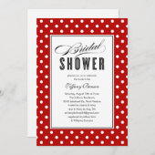 Red Polka Dot Bridal Shower Invitations Kaart (Voorkant / Achterkant)