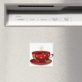 Red Polka Dot Coffee Cup Magnet (Insitu (Vaatwasser))