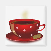 Red Polka Dot Coffee Cup Magnet (Voorkant)