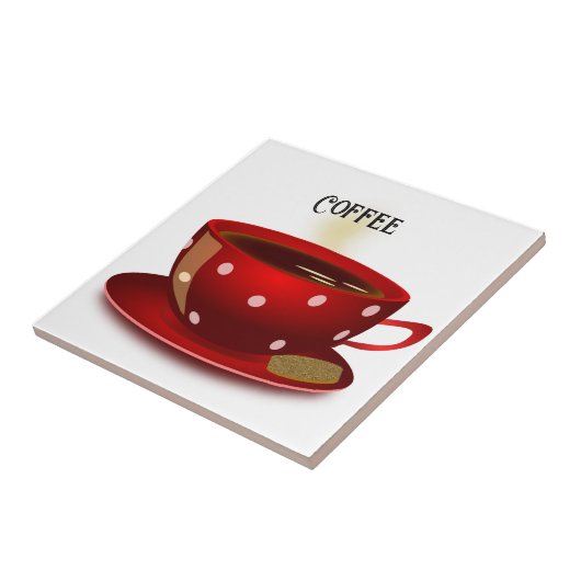 Red Polka Dot Coffee Tegeltje (Zijkant)