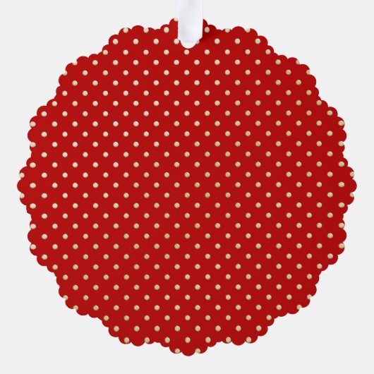 Red Polka Dot eerste kerstontwerp Ornament Kaart (Achterkant)