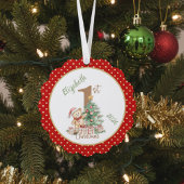 Red Polka Dot eerste kerstontwerp Ornament Kaart