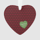 Red Polka Dot First Kerstvakanay Heart Ornament (achterkant)