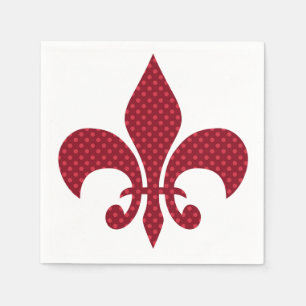 Red Polka Dot Fleur de Lis Servetten