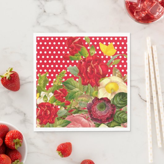 Red Polka Dot, Floral en Buttlerfly Servet (Insitu)