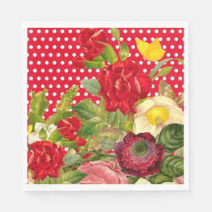 Red Polka Dot, Floral en Buttlerfly Servet