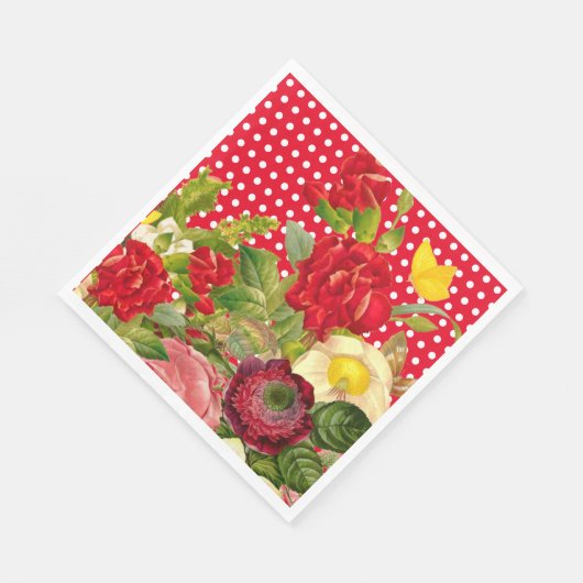 Red Polka Dot, Floral en Buttlerfly Servet (Hoek)