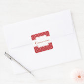 Red Polka Dot Gefeliciteerd Vierkante Sticker (Envelop)