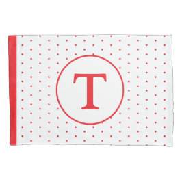 Red Polka-Dot Girl's Monogram Kussensloop