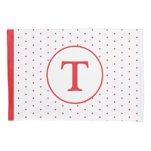Red Polka-Dot Girl's Monogram Kussensloop (Voorkant)