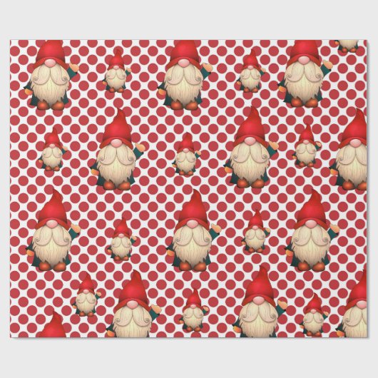 Red Polka Dot Gnomes kerstakelpapier Cadeaupapier (Vlak)