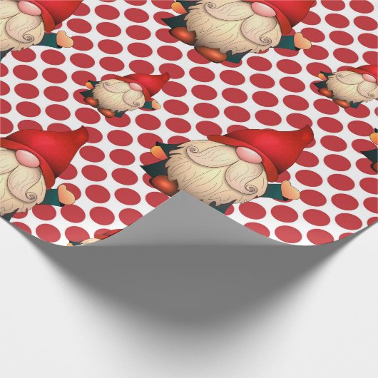 Red Polka Dot Gnomes kerstakelpapier Cadeaupapier (Hoek)