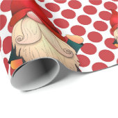 Red Polka Dot Gnomes kerstakelpapier Cadeaupapier (Rol Hoek)