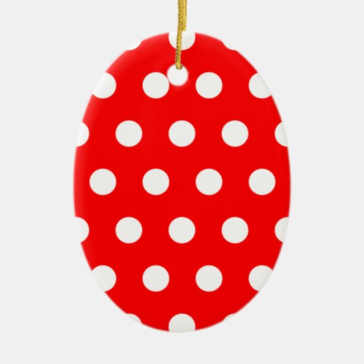 Red Polka Dot Keramisch Ornament (Voorkant)