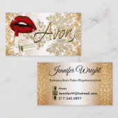 Red Polka Dot Lips & Gold - Visitekaartje (Voorkant / Achterkant)