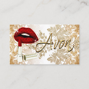Red Polka Dot Lips & Gold - Visitekaartje