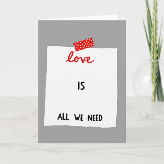 Red Polka Dot Love Note Card Kaart (Voorkant)