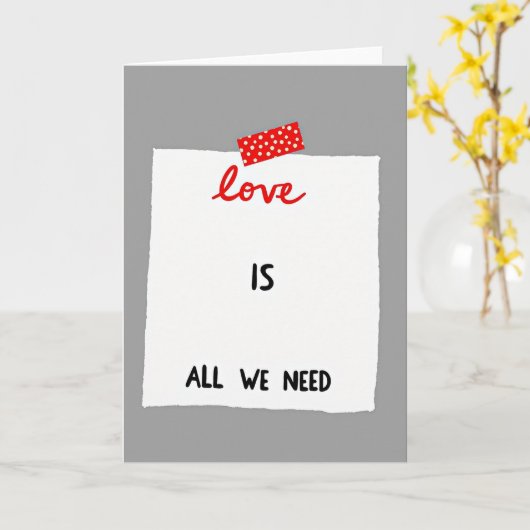 Red Polka Dot Love Note Card Kaart (Gele Bloem)