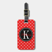 Red Polka Dot met Black Monogram Bagagelabel (Voorkant verticaal)