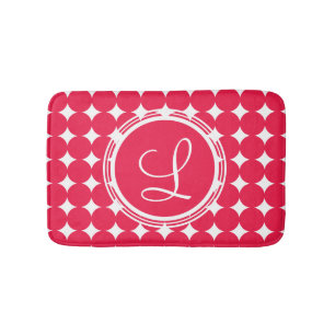 Red Polka Dot Monogram Badmat