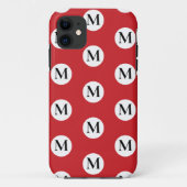 Red Polka Dot Monogram Case-Mate iPhone Case (Achterkant)