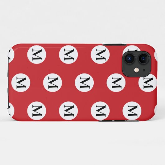 Red Polka Dot Monogram Case-Mate iPhone Case (Achterkant (horizontaal))