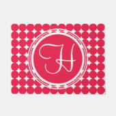 Red Polka Dot Monogram Deurmat (Voorkant)