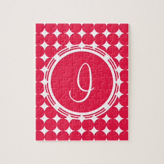 Red Polka Dot Monogram Legpuzzel (Verticaal)