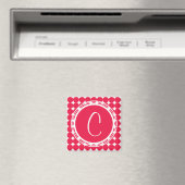 Red Polka Dot Monogram Magneet (Insitu (Vaatwasser))