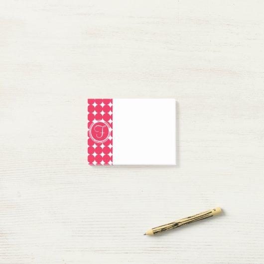 Red Polka Dot Monogram Post-it® Notes (Op bureau)