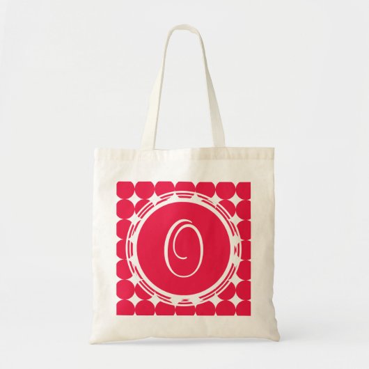 Red Polka Dot Monogram Tote Bag (Voorkant)