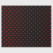 Red Polka Dot on Black Large Space Wrapping Paper Cadeaupapier (Vlak)