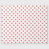 Red Polka Dot on White Large Space Wrapping Paper Cadeaupapier (Vlak)
