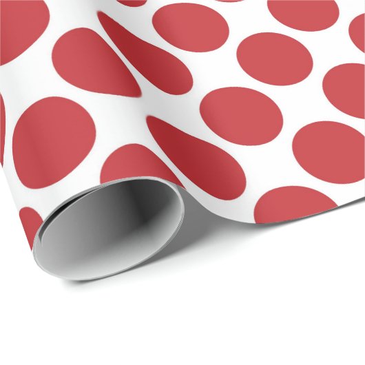 Red Polka-Dot op wit Cadeaupapier (Rol Hoek)