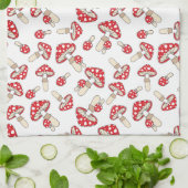 Red Polka Dot Paddenstoelen Theedoek (Gevouwen)