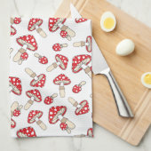 Red Polka Dot Paddenstoelen Theedoek (Quarter Fold)