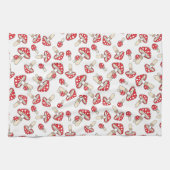 Red Polka Dot Paddenstoelen Theedoek (Horizontaal)