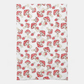 Red Polka Dot Paddenstoelen Theedoek (Verticaal)