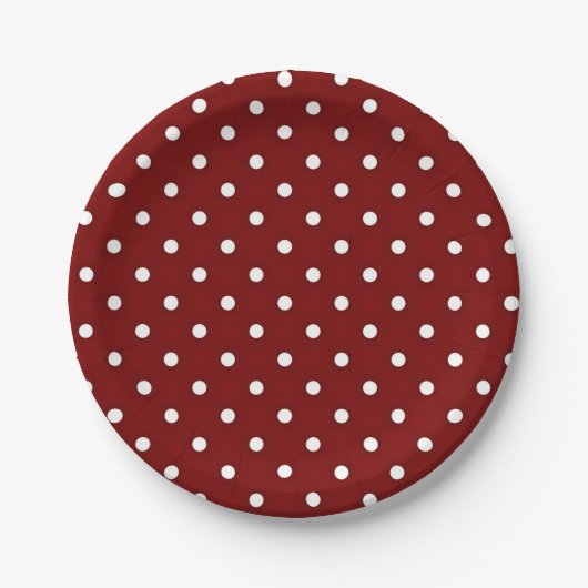 Red Polka Dot Papieren Bordje (Voorkant)